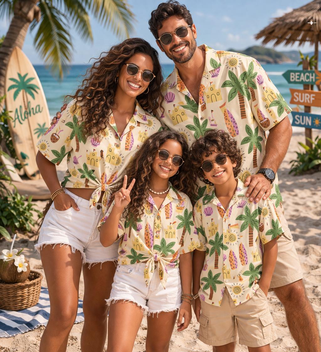 Plant Parental - قميص هاواي للأطفال بنقشة نباتات وزهور