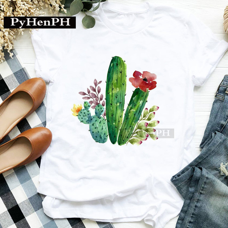 تي شيرت نسائي عصري بطبعة صبار، - مراجعة Plant Parental وسعره